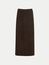 Suede Maxi Split Skirt  | Brown