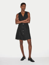 Linen Waistcoat Mini Dress | Black