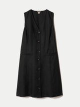 Linen Waistcoat Mini Dress | Black