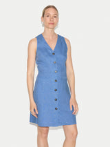 Linen Waistcoat Mini Dress | Blue