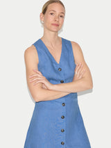 Linen Waistcoat Mini Dress | Blue