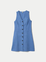 Linen Waistcoat Mini Dress | Blue