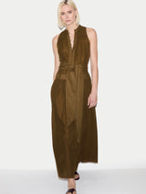Sleeveless Cotton Maxi Dress | Brown