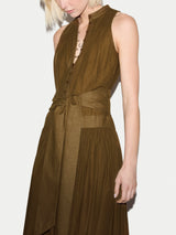 Sleeveless Cotton Maxi Dress | Brown