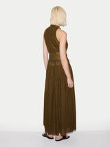 Sleeveless Cotton Maxi Dress | Brown