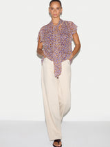 Ditsy Tie Detail Top | Purple