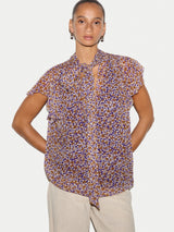 Ditsy Tie Detail Top | Purple