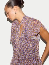 Ditsy Tie Detail Top | Purple