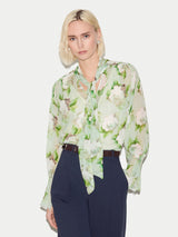 Sketch Rose Georgette Top | Green