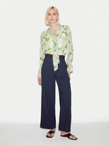 Sketch Rose Georgette Top | Green