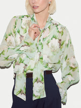 Sketch Rose Georgette Top | Green