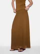 Smocking Chiffon Skirt | Brown