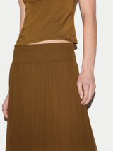 Smocking Chiffon Skirt | Brown