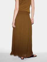 Smocking Chiffon Skirt | Brown