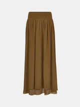 Smocking Chiffon Skirt | Brown