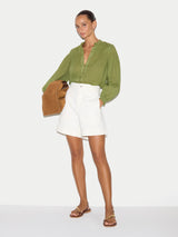 Cotton Balloon Sleeve Top | Green