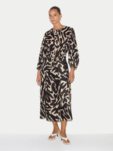 Zebra Midi Shirt Dress | Brown
