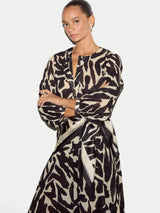 Zebra Midi Shirt Dress | Brown