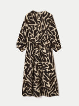 Zebra Midi Shirt Dress | Brown