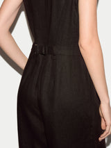 Linen Waistcoat Jumpsuit | Brown