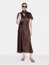 Mini Geo Rose Bias Dress | Burgundy