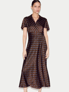 Mini Geo Rose Bias Dress | Burgundy