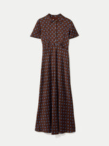 Mini Geo Rose Bias Dress | Burgundy