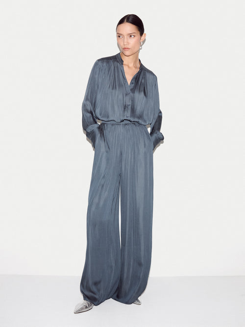 Recycled Satin Palazzo Trouser | Blue