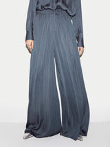 Recycled Satin Palazzo Trouser | Blue