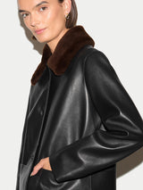 Shearling Collar Leather Jacket | Black