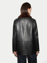 Shearling Collar Leather Jacket | Black