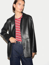 Shearling Collar Leather Jacket | Black