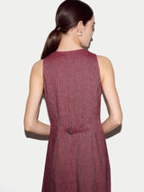 Chambray Linen Waistcoat Dress | Red
