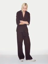 Cotton Linen Stripe Relaxed Jacket | Navy