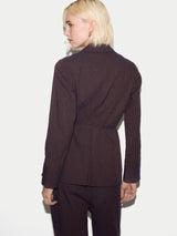 Cotton Linen Stripe Relaxed Jacket | Navy