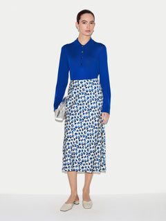 Ditsy Poppy Satin Skirt | Blue