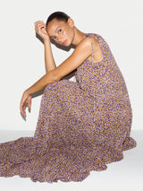 Ditsy U Neck Tiered Dress | Purple