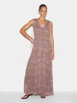 Ditsy U Neck Tiered Dress | Purple
