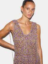 Ditsy U Neck Tiered Dress | Purple