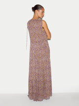 Ditsy U Neck Tiered Dress | Purple