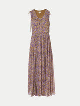Ditsy U Neck Tiered Dress | Purple