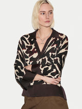 Zebra Satin Long Sleeved Shirt | Brown