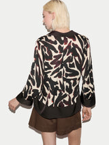 Zebra Satin Long Sleeved Shirt | Brown