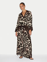 Zebra Satin Long Sleeved Shirt | Brown