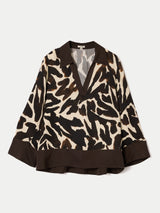 Zebra Satin Long Sleeved Shirt | Brown