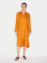 Linen Relaxed Shirt Dress | Orange