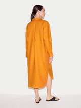 Linen Relaxed Shirt Dress | Orange