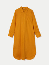 Linen Relaxed Shirt Dress | Orange