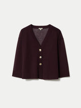 Sheer Linen Blend Cardigan | Aubergine