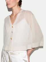 Sheer Linen Blend Cardigan | Chalk